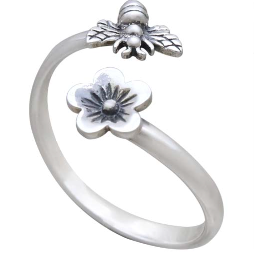 •BEE & BLOSSOM• adjustable silver ring
