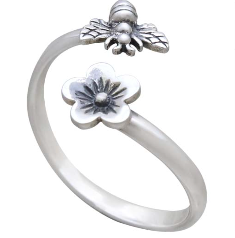 •BEE & BLOSSOM• adjustable recycled silver ring