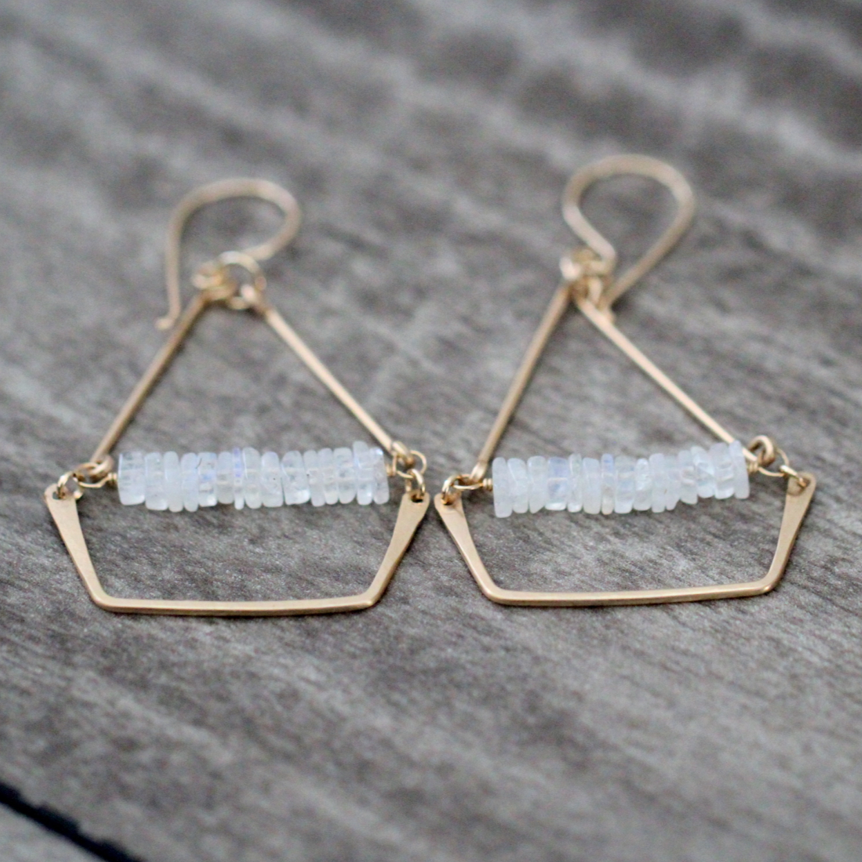 •SWING• rainbow moonstone + gold earrings