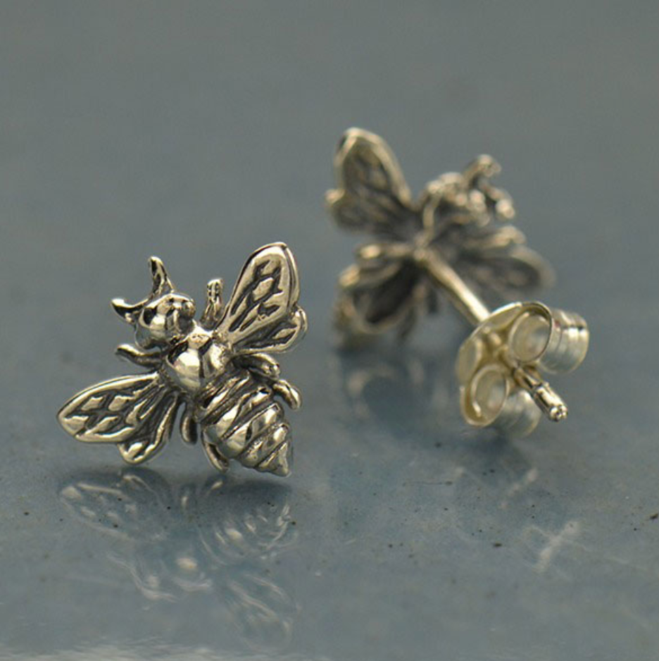 •HONEY BEE• recycled silver stud earrings