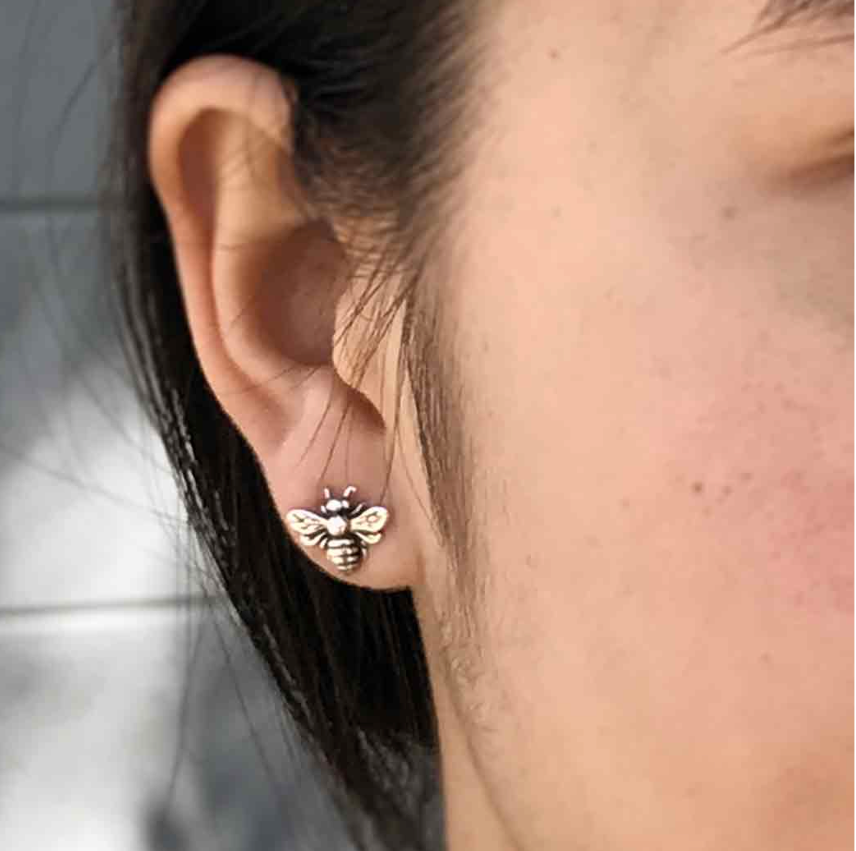 •HONEY BEE• recycled silver stud earrings