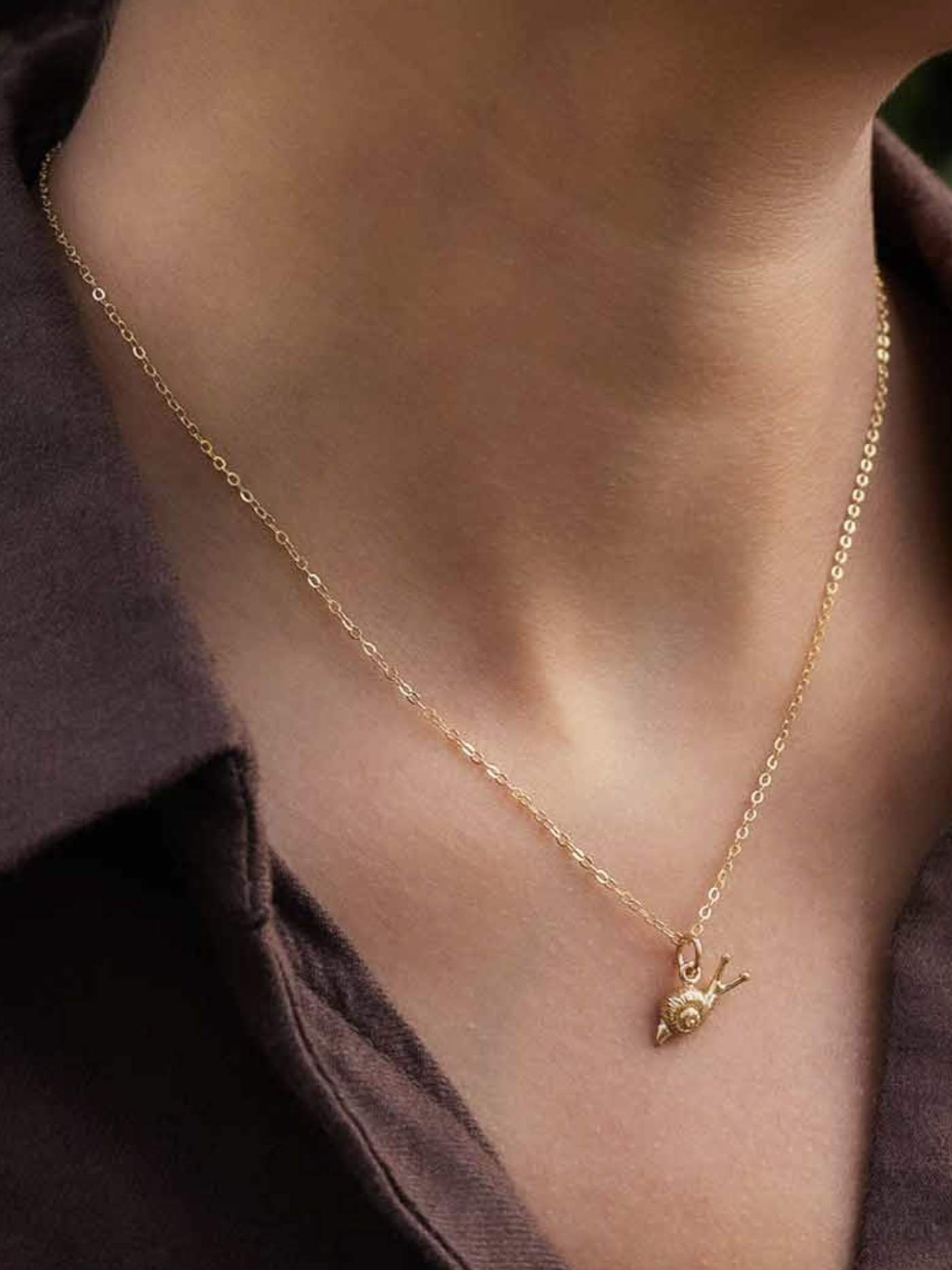 •LITTLE SNAIL• bronze + gold necklace