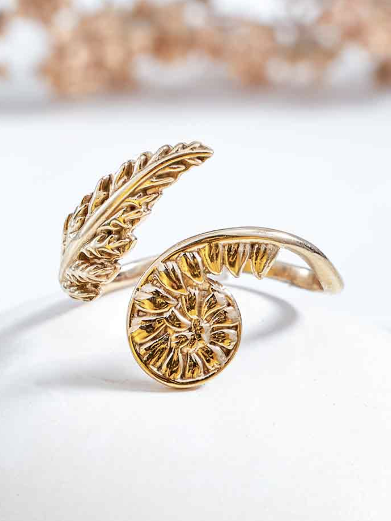 •UNFURLING FERN• adjustable bronze ring