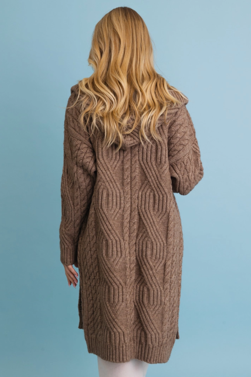 •CLARK• cable knit button up hooded cardigan