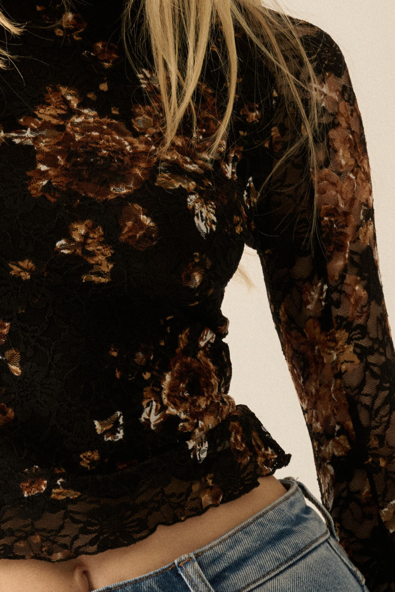 •BEATRIX• semi-sheer mesh lace top