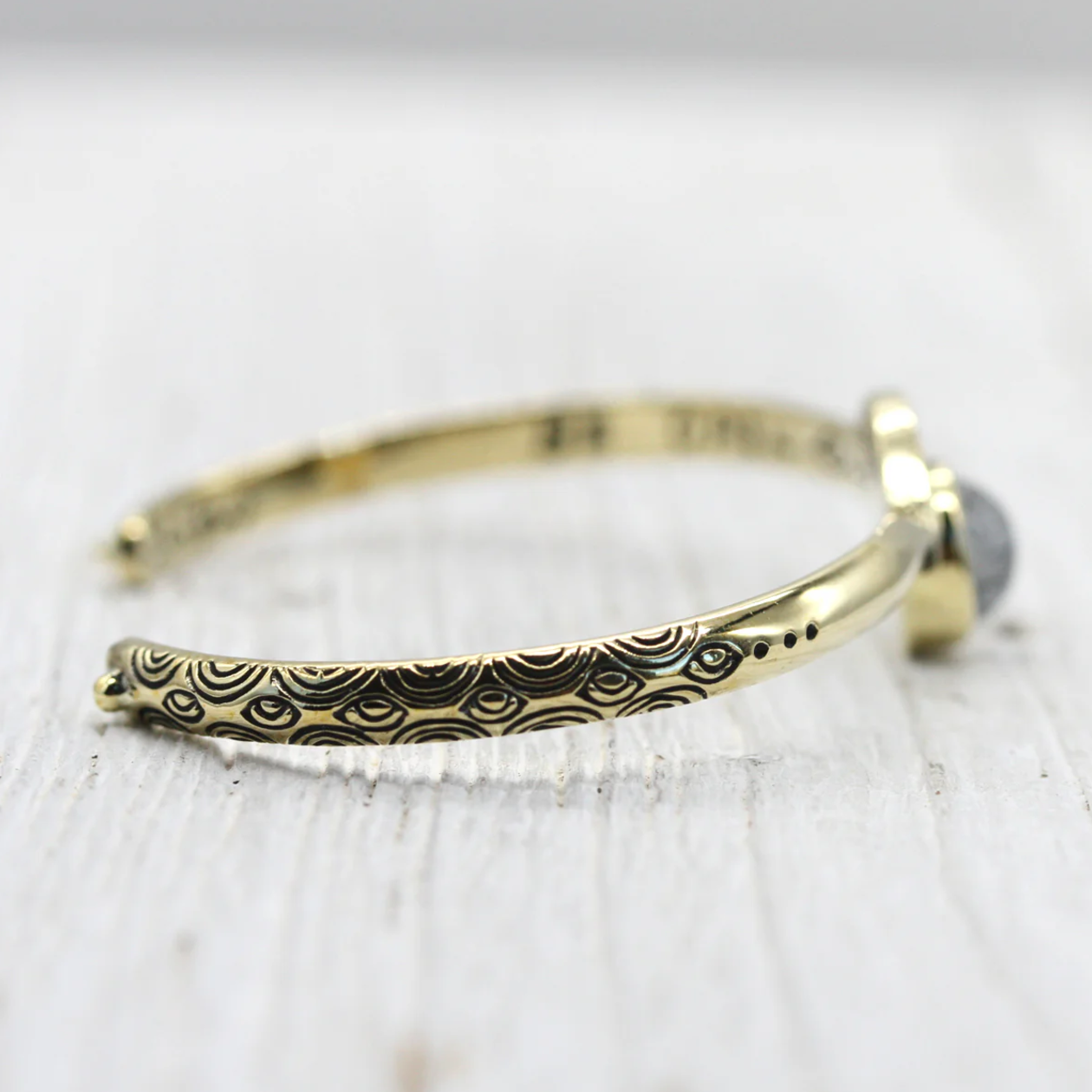 •BE OPEN• rainbow moonstone + brass cuff