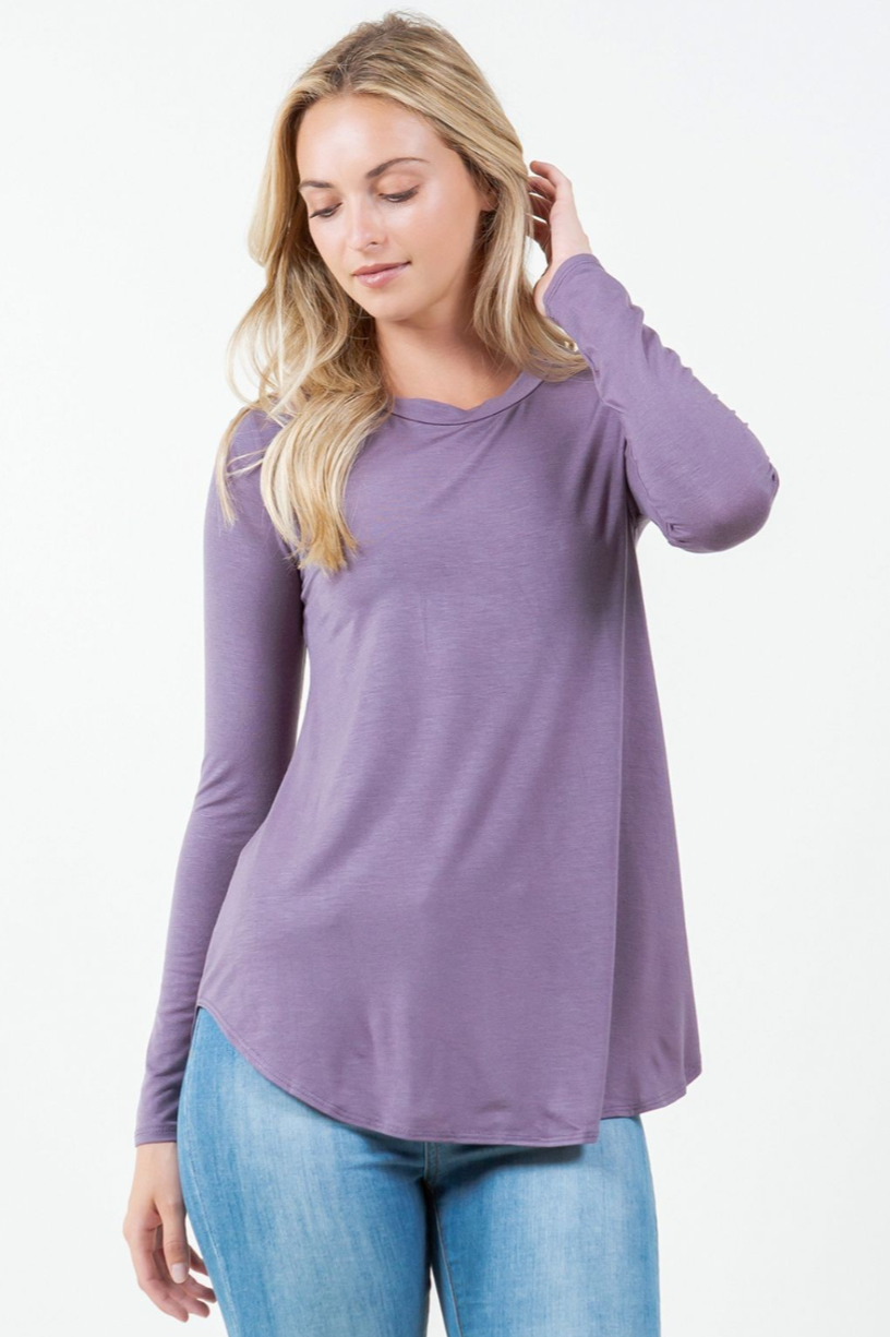 •CASSIE• long sleeve scoop hem top (USA)