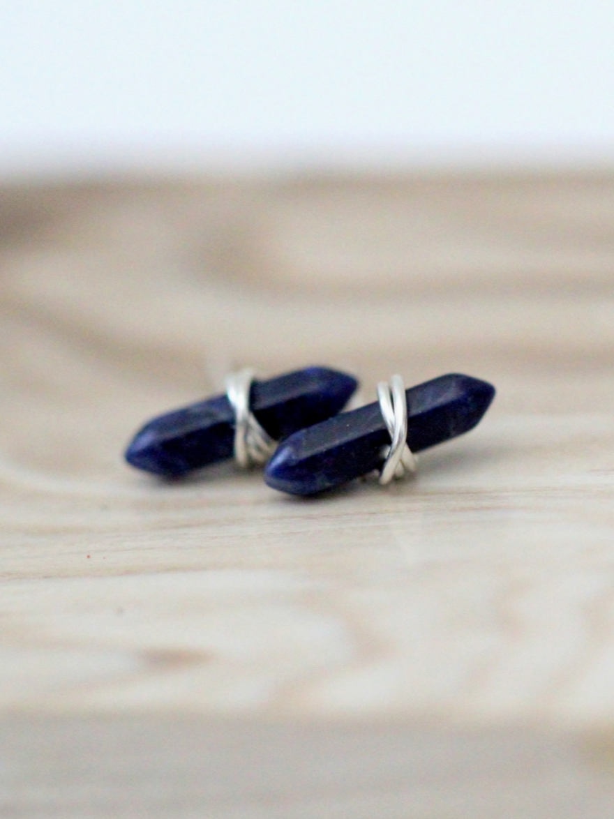 •CREST• sodalite + silver stud earrings