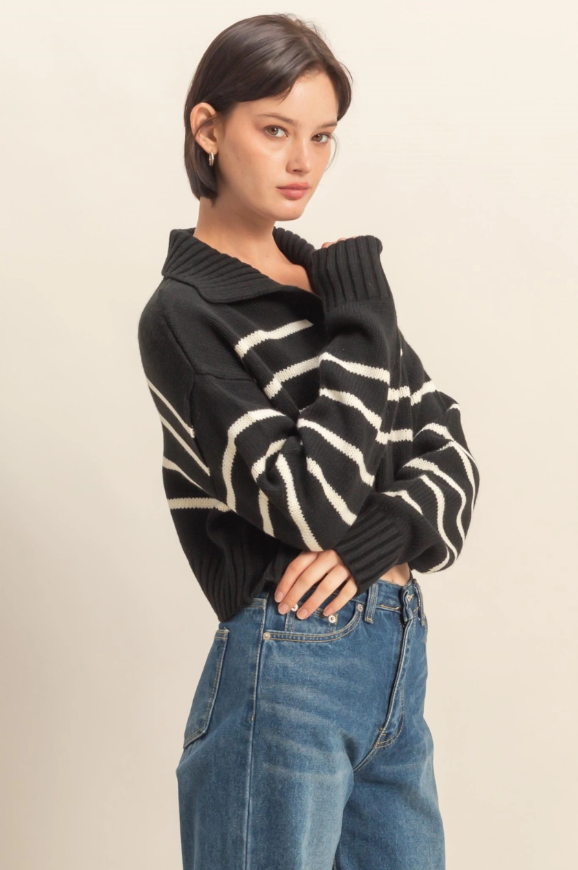 •TUESDAY• striped sweater knit top