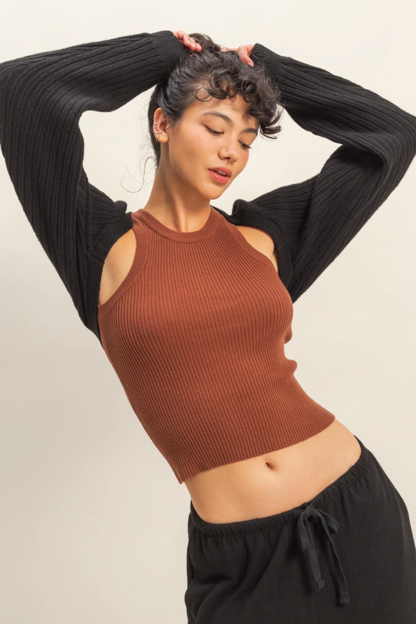 •ELENA• ribbed knit bolero style cardigan