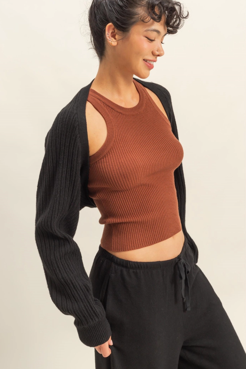 •ELENA• ribbed knit bolero style cardigan