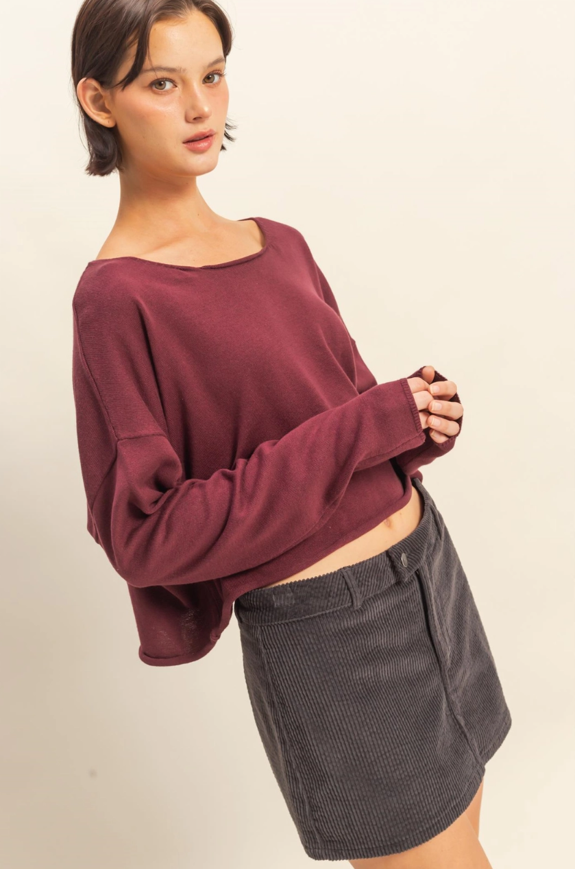 •BAILEY• wide neck lightweight sweater