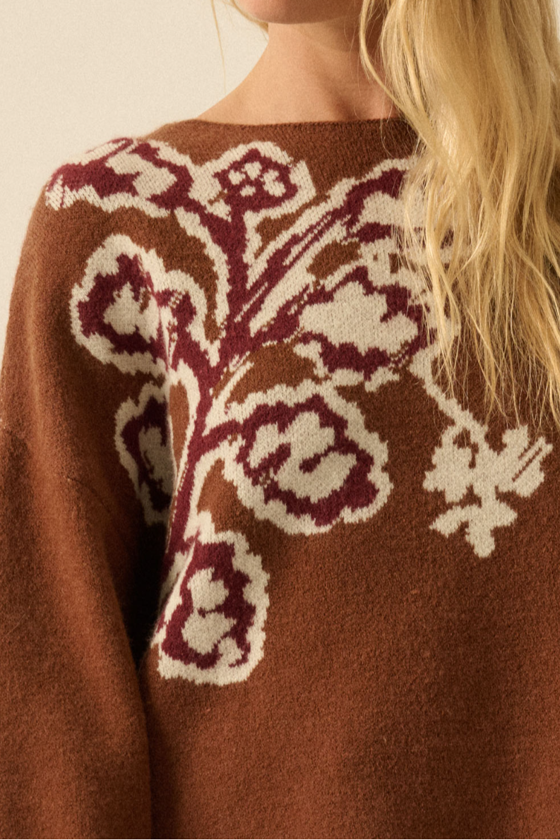 •ELSBETH• floral jacquard knit sweater