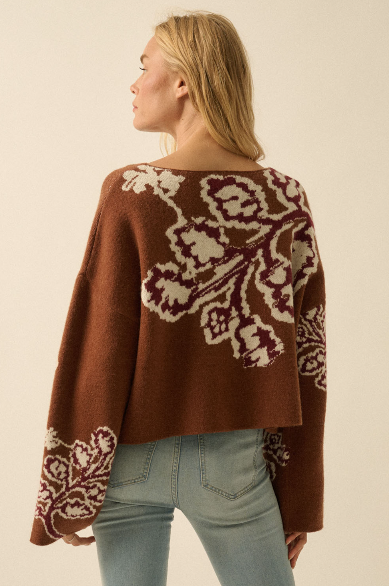 •ELSBETH• floral jacquard knit sweater