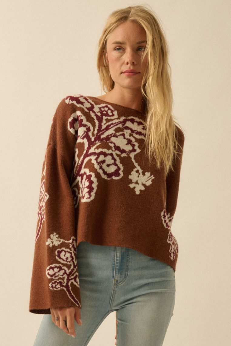 •ELSBETH• floral jacquard knit sweater