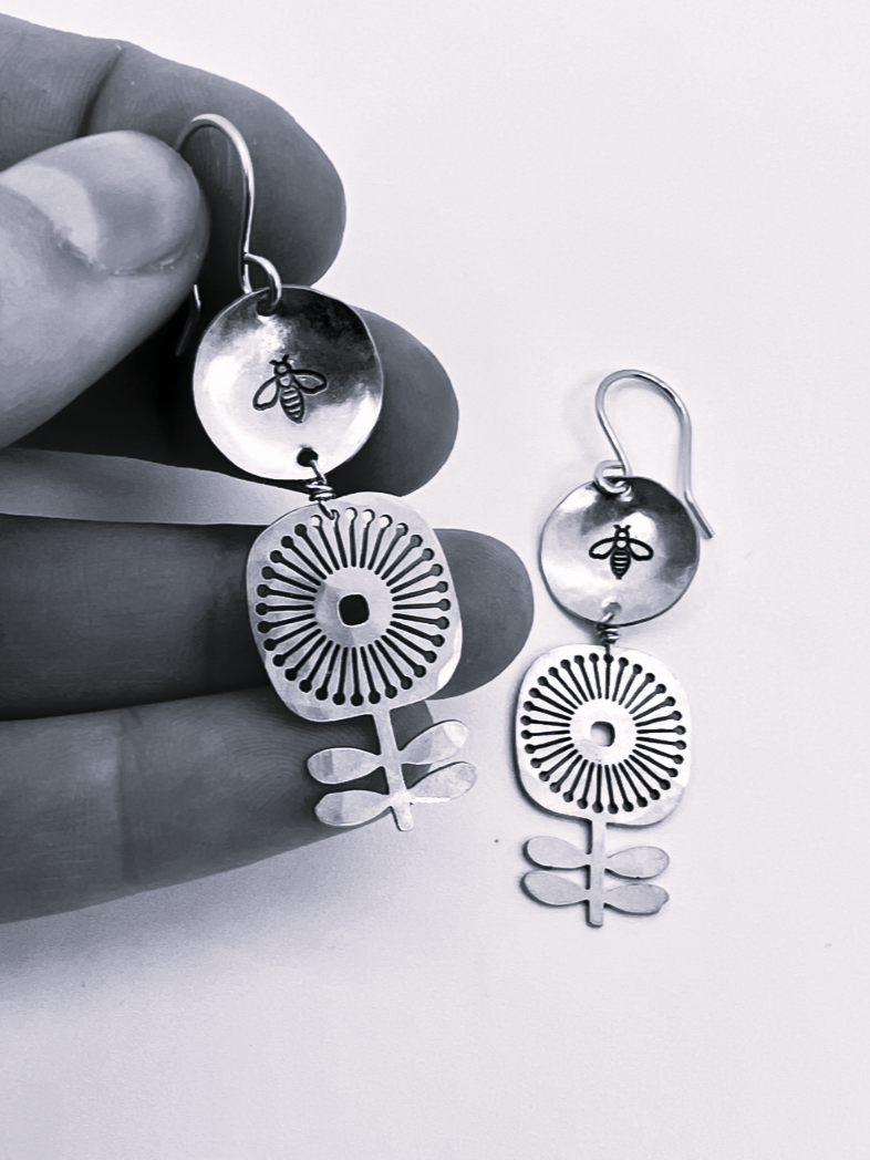 •POLLINATE• silver dangle earrings