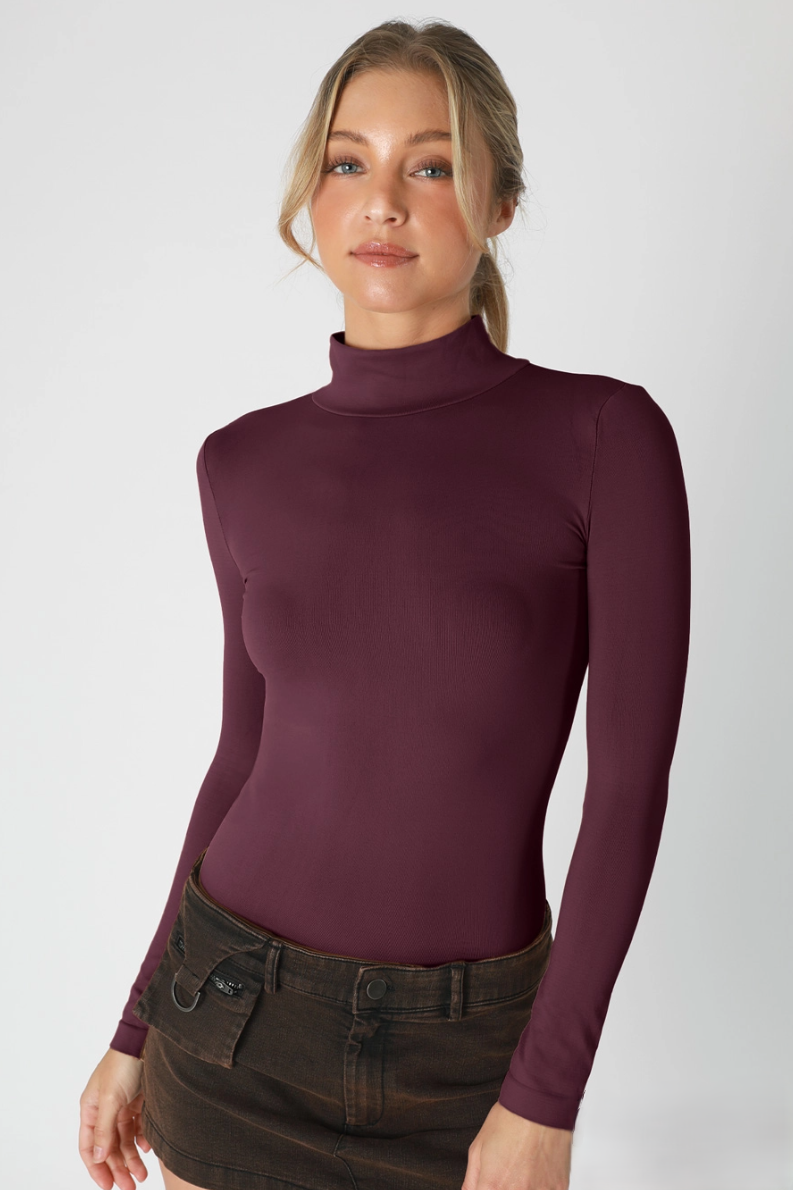 •SMOOTH MOCK NECK• long sleeve top (USA)