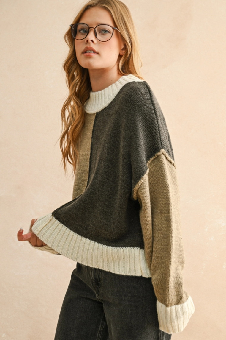 •ASPEN• wool blend color block sweater