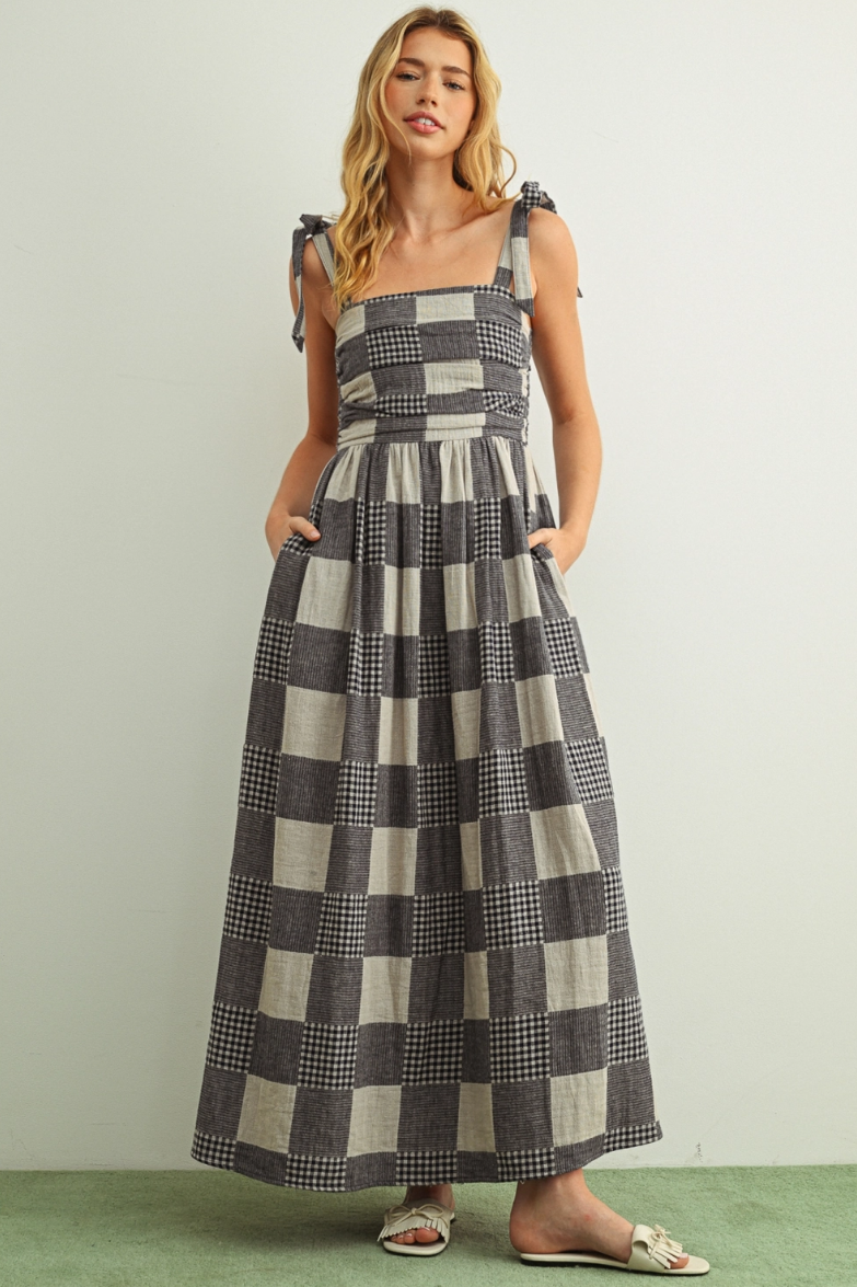 •DOROTHY - INK• gingham patchwork maxi dress