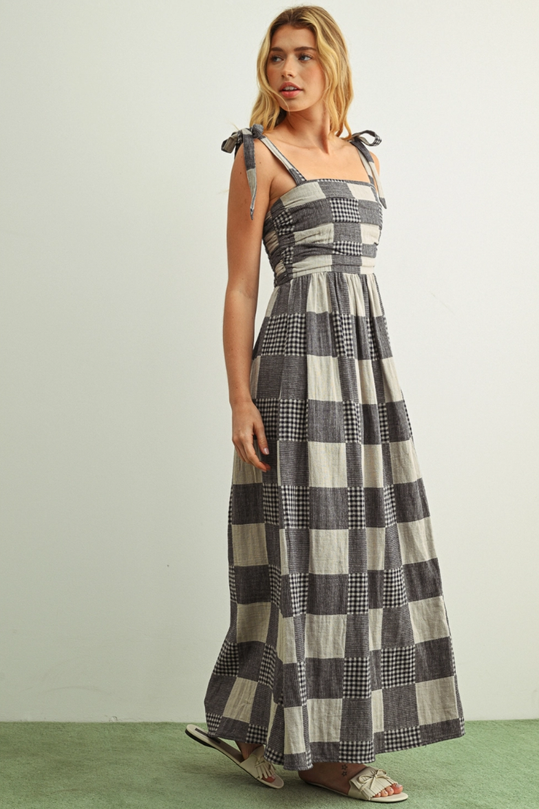 •DOROTHY - INK• gingham patchwork maxi dress