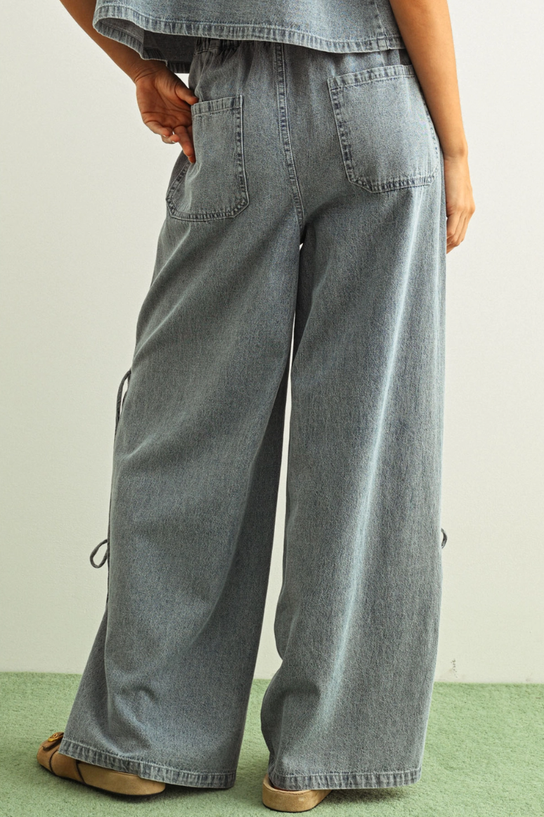 •AIKO• side tie denim pants