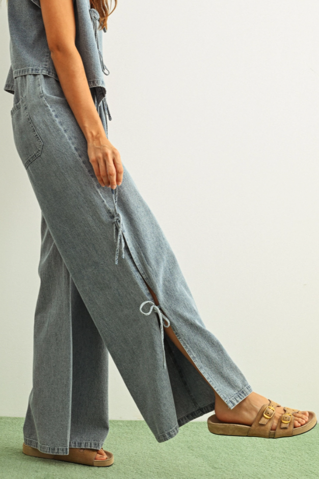 •AIKO• side tie denim pants