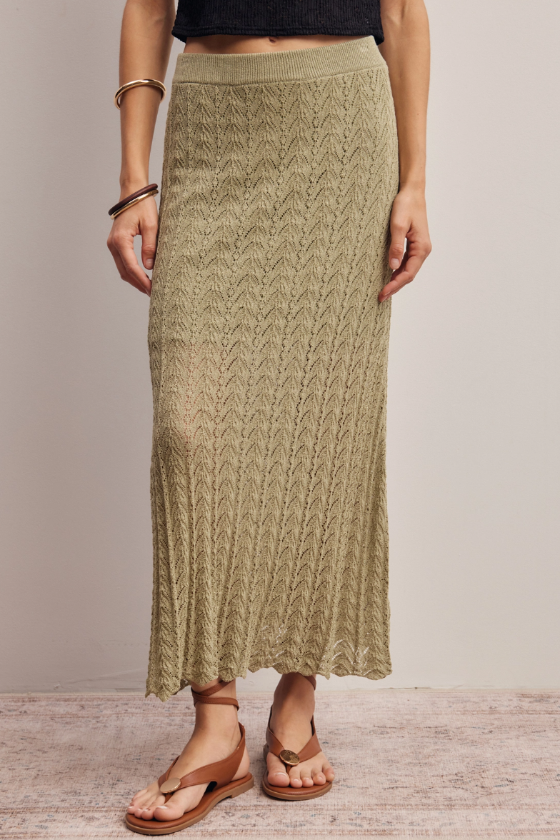 •ARIEL• pointelle knit midi skirt
