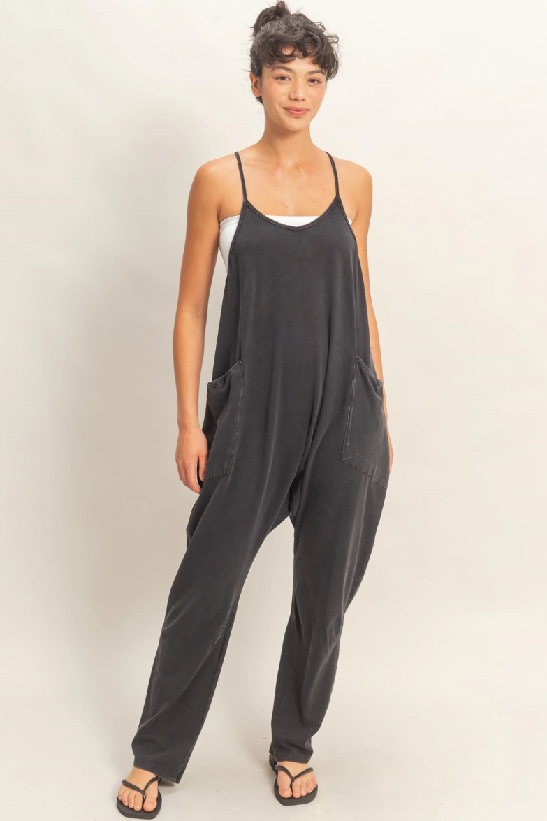 •BRIE• mineral washed cotton blend jumpsuit