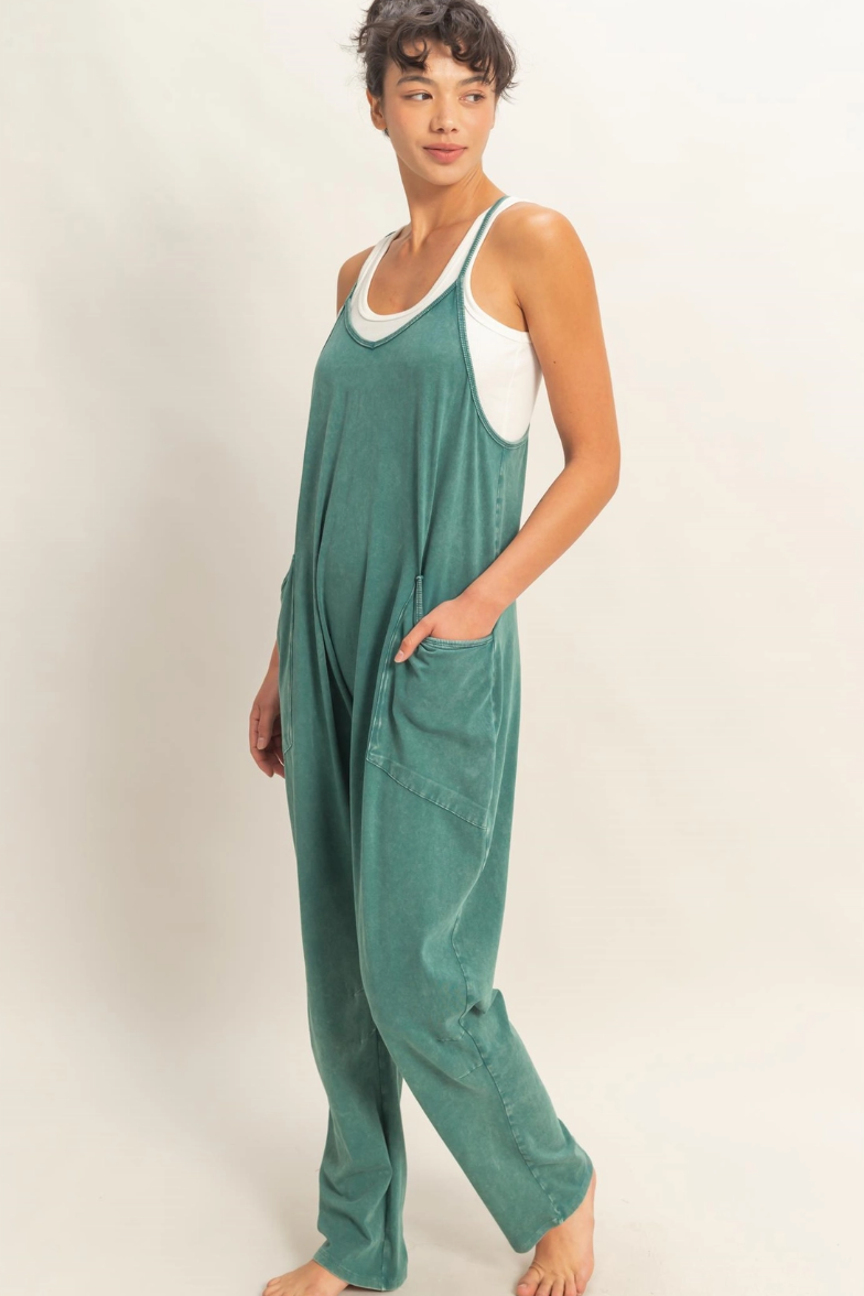 •BRIE• mineral washed cotton blend jumpsuit