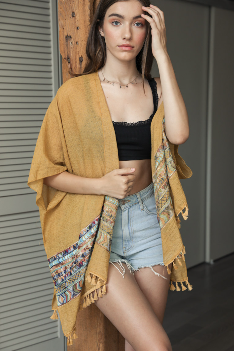 •PRESCOTT• embroidery trim cotton blend cardi