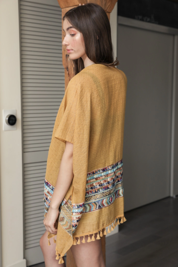 •PRESCOTT• embroidery trim cotton blend cardi