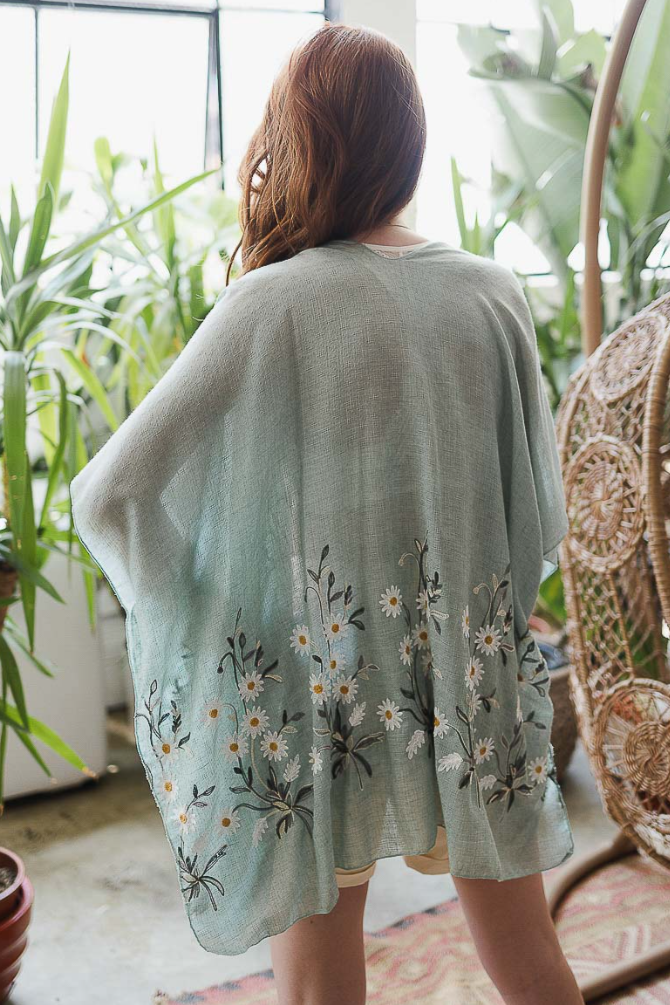 •SHASTA• daisy embroidered cotton blend cardi