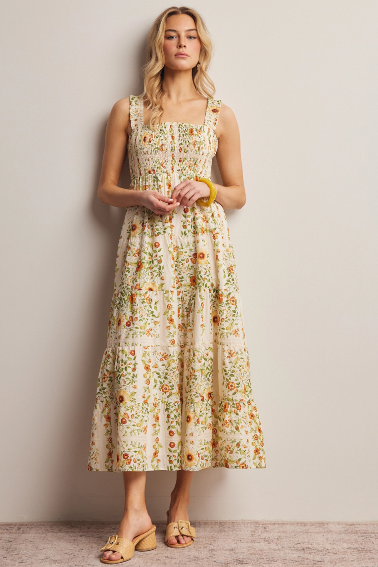 •MILLIE• floral smocked cotton midi dress