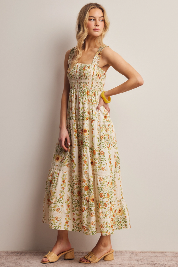 •MILLIE• floral smocked cotton midi dress
