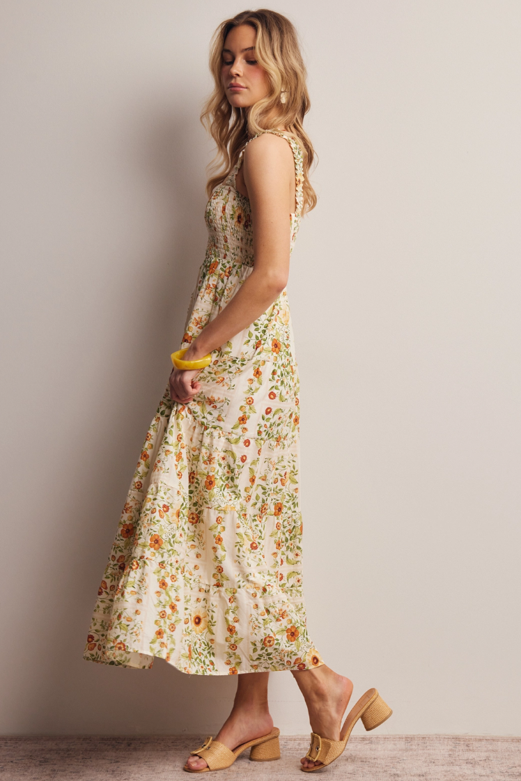 •MILLIE• floral smocked cotton midi dress