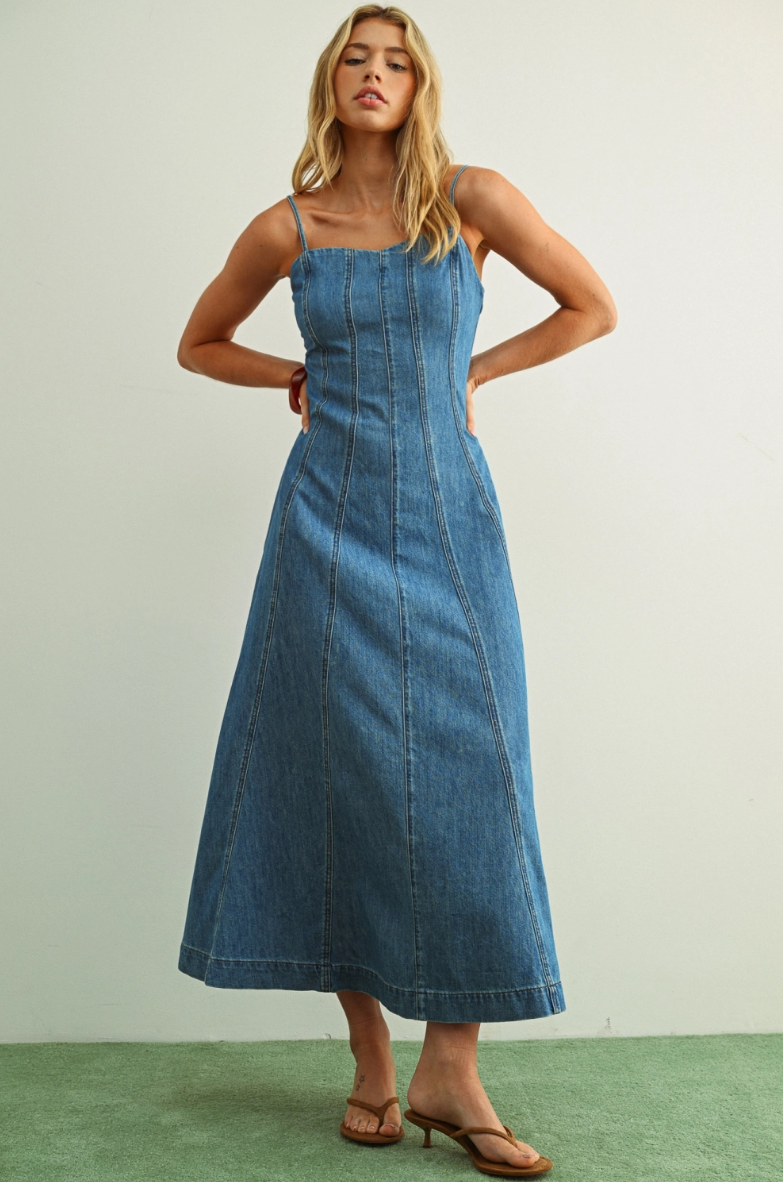 •SADIE• paneled denim midaxi dress