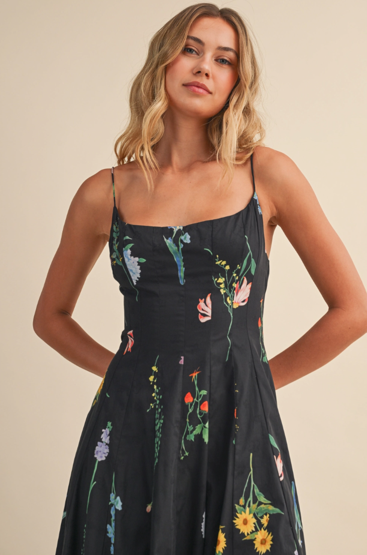 •CALLIOPE• floral fit & flare midaxi dress