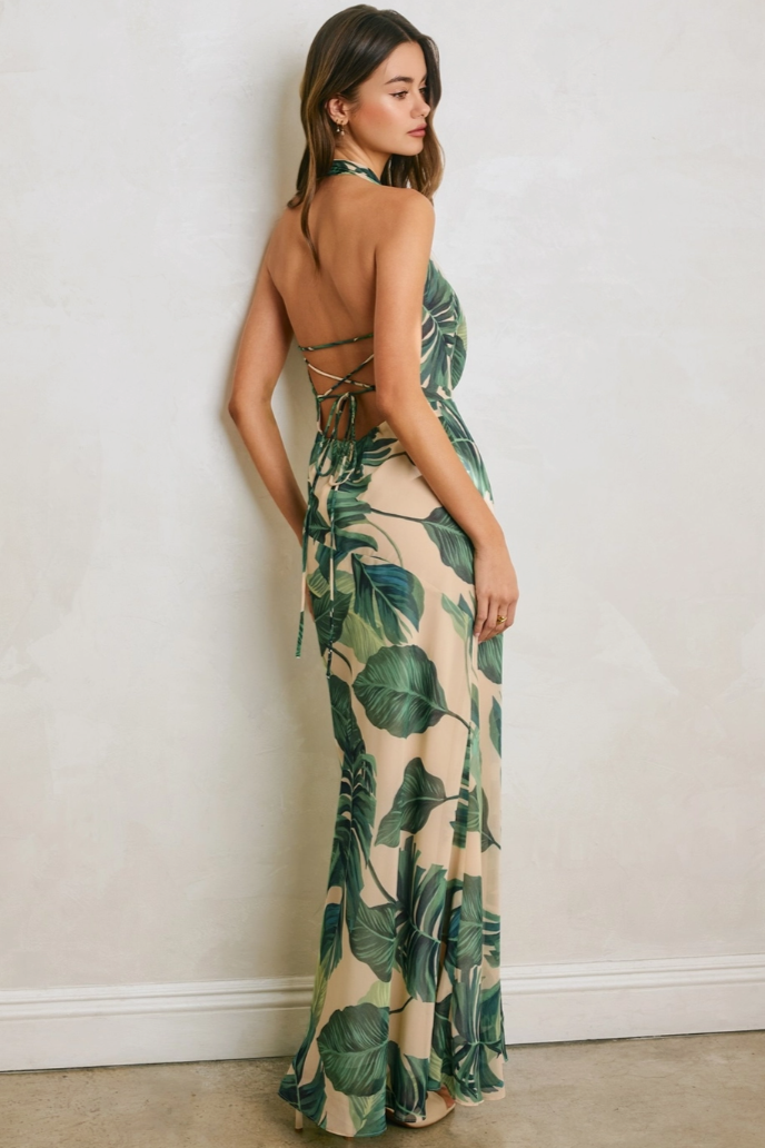 •KAUAI• satin cowl neck maxi dress