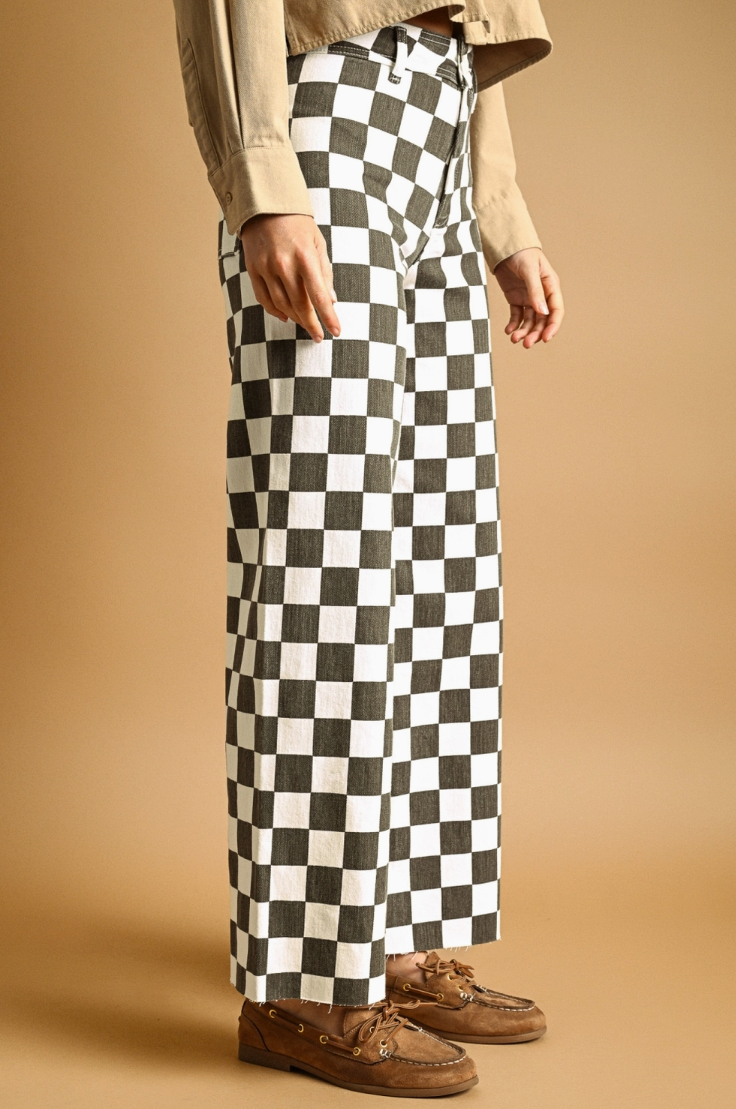 •RAYSSA• checkered straight leg denim pants