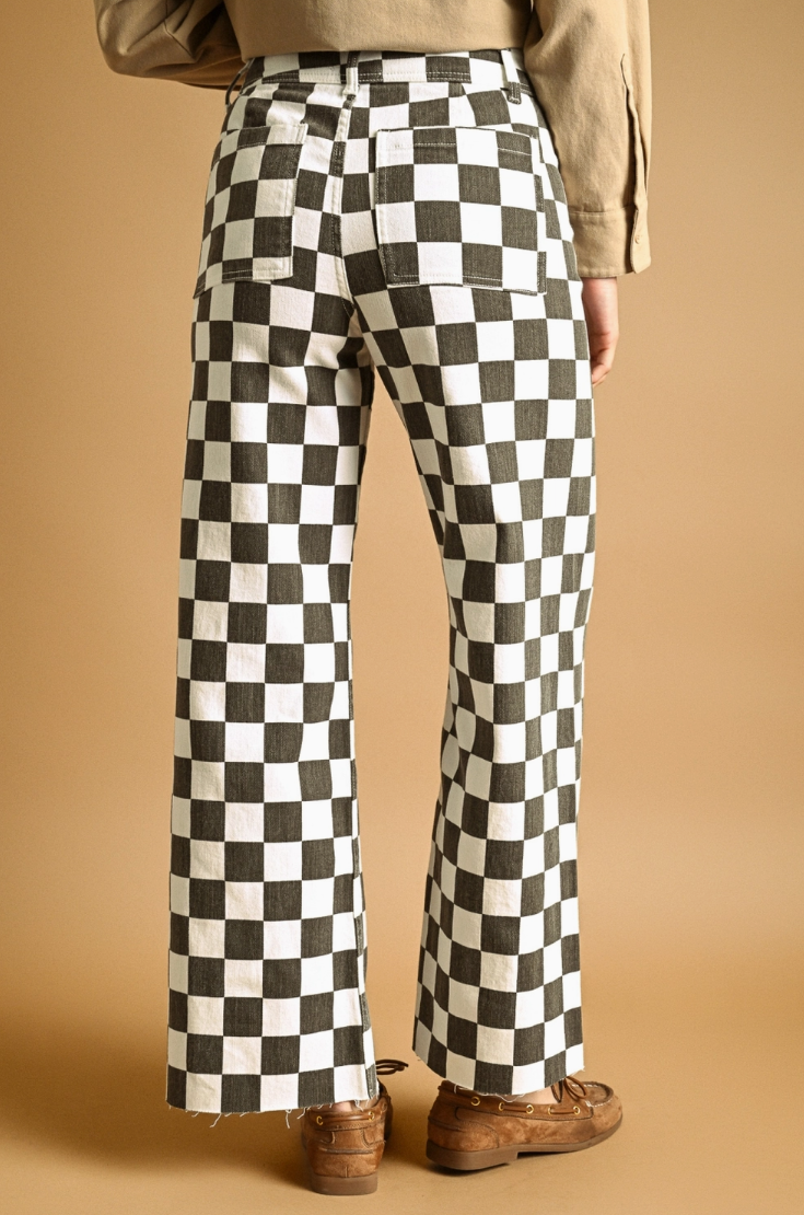 •RAYSSA• checkered straight leg denim pants