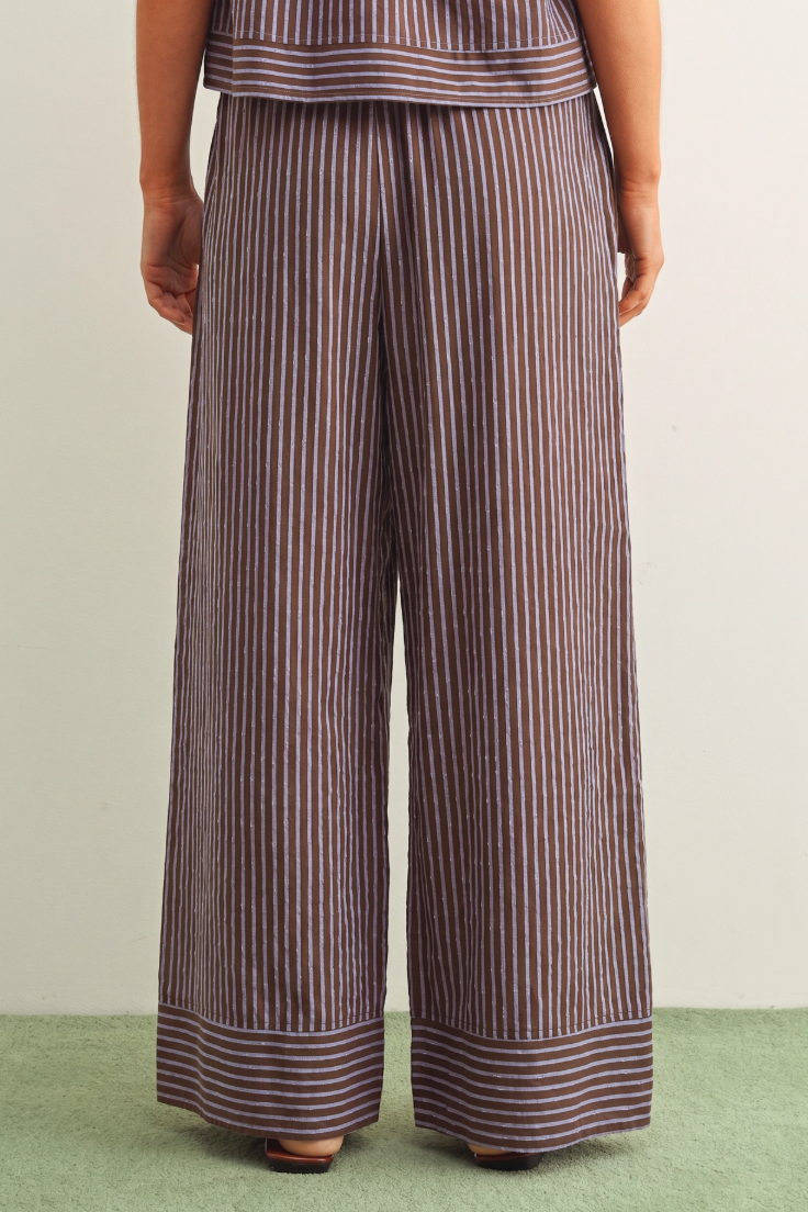 •NOVIA - RED BEAN• striped cotton wide leg pants