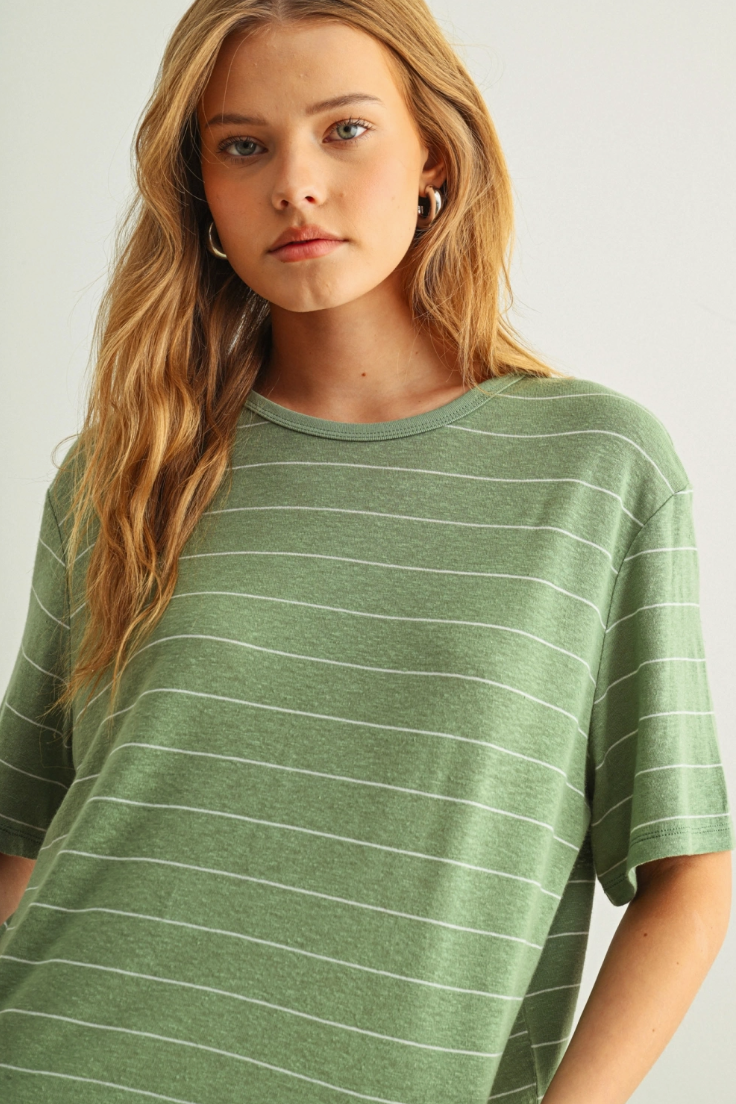 •ANDY• striped linen cotton blend top