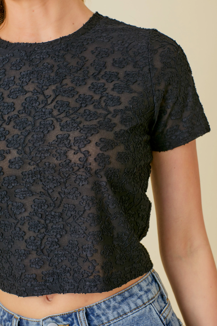 •WEDNESDAY• floral lace mesh top