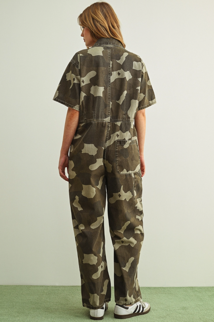 •RITA• denim camo jumpsuit