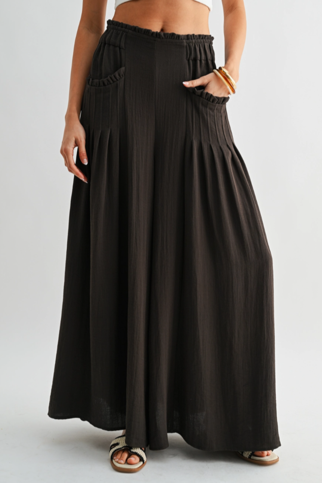 •HANNAH• elastic waist wide leg pants