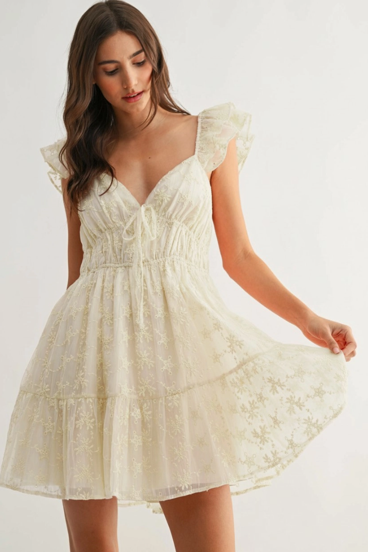•EMMA• floral eyelet embroidered mini dress