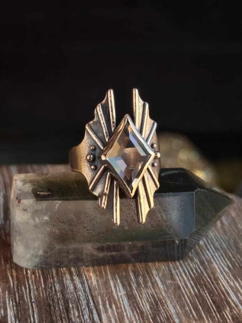 •STARSEED• clear quartz + brass ring