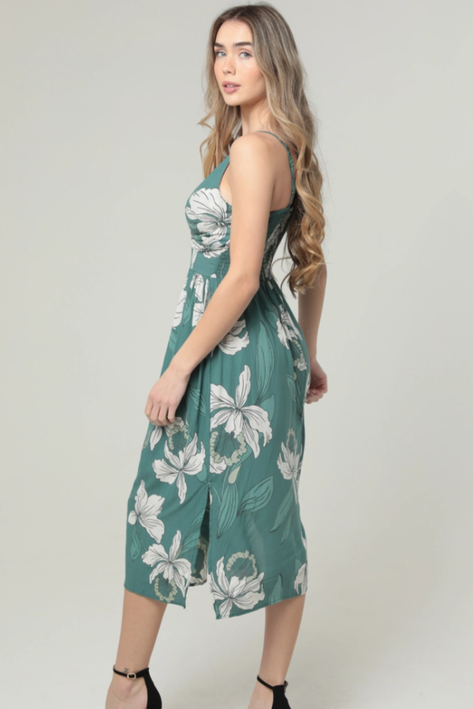 •LILY• floral twist front midi dress