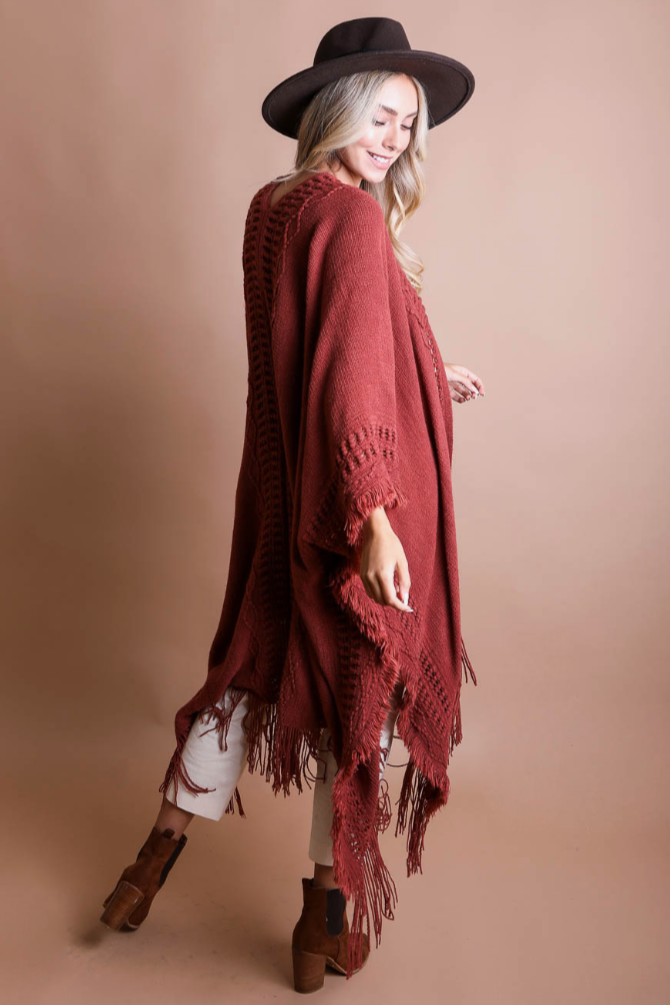 •JONI• crochet fringe ruana style cardi