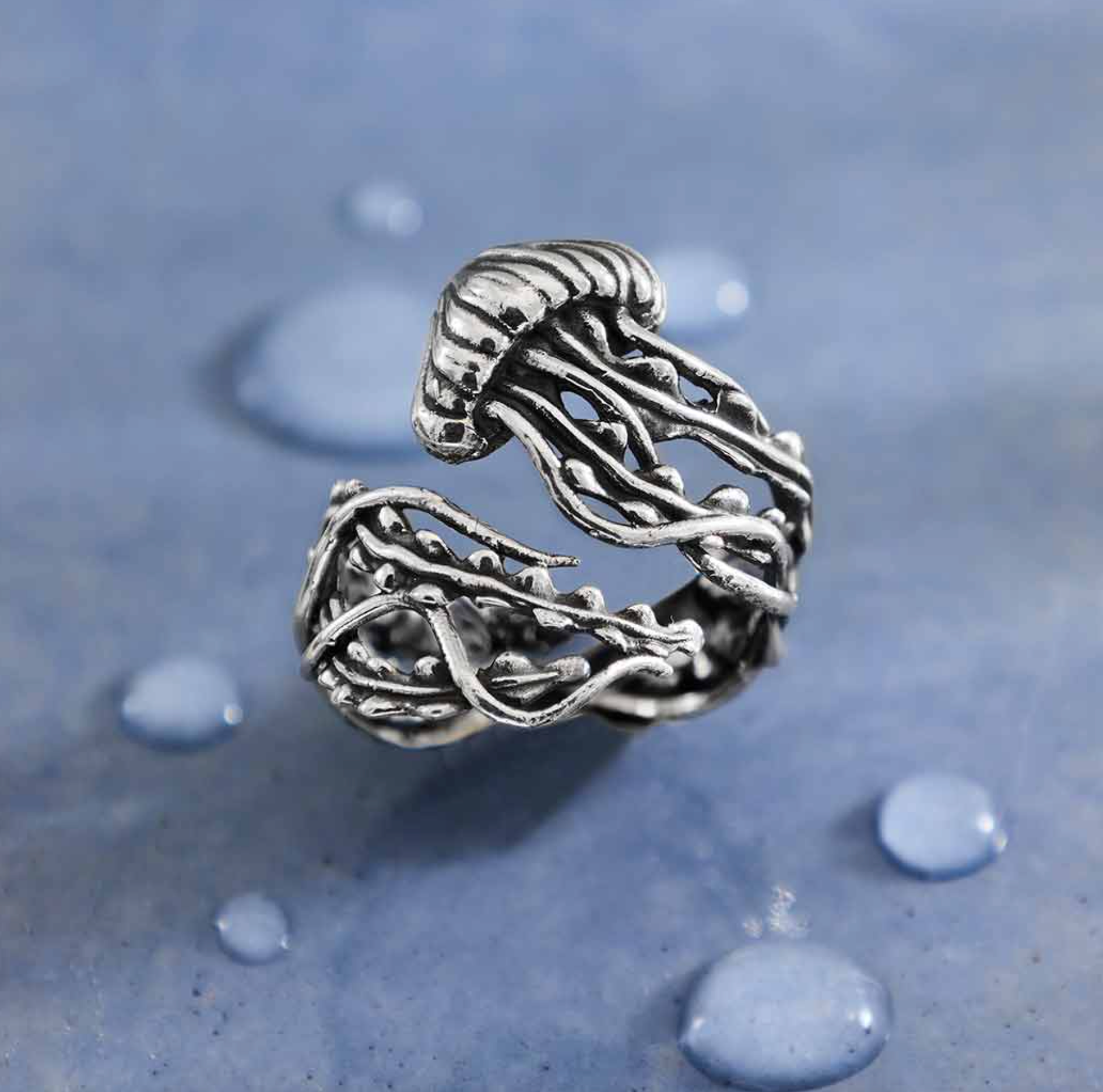 •JELLYFISH• adjustable silver ring